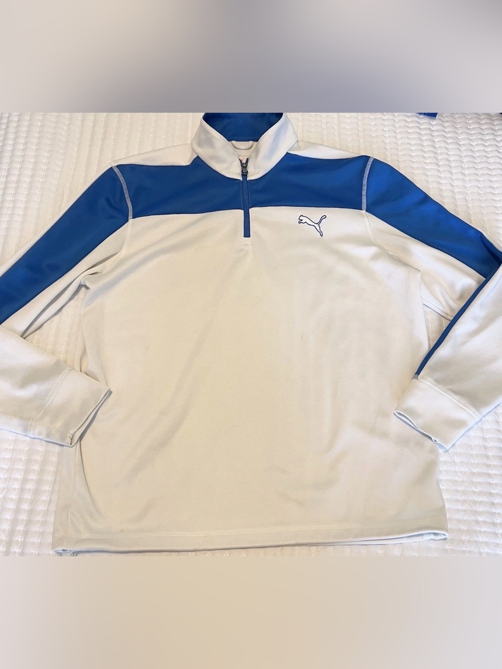 Puma Golf Dry Cell 1/4 Zip Pullover Jacket Mens L White Blue Sportlifestyle